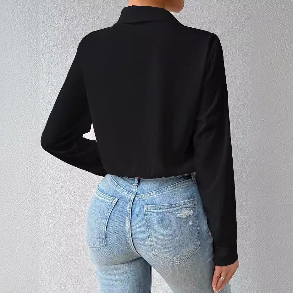 2024 Bestseller Women's Solid Color Loose Long-Sleeve Jumpsuit