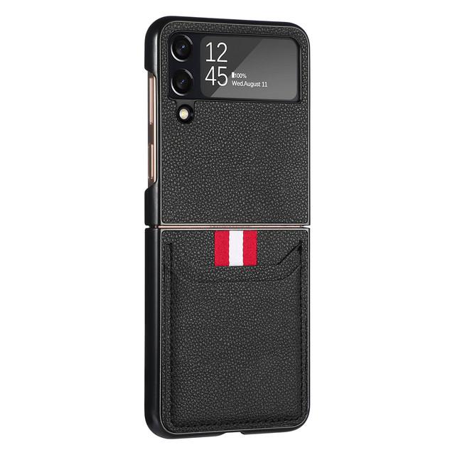 

Нескользящий карман для карт, портативный кожаный чехол для Samsung Galaxy Z Flip4 Flip 4 Flip3 Flip 4 Zflip4 5g, аксессуары для мобильных телефонов for Z Flip SM-F700 чёрный