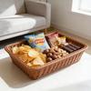 Rieten Fruitmand Geweven Displaykrat Rechthoekige Brood Groente Showmand Desktop Organizer voor Meloenen en Vruchten Multifunctionele opbergruimte