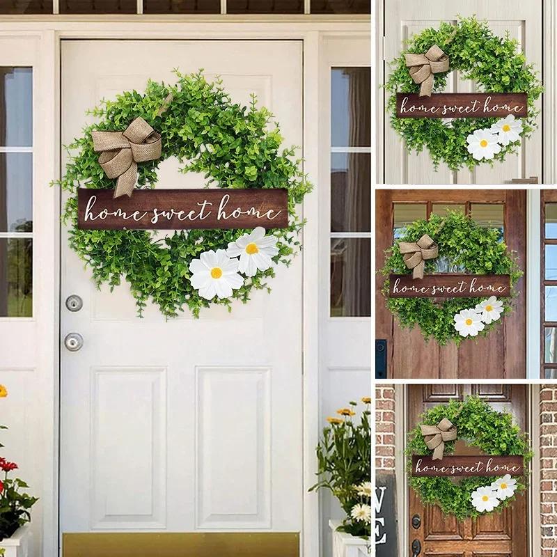 44cm Wreath Christmas Wall Decorations Small Fresh Nameplates Artificial Flowers Round Garland Door Hangers.