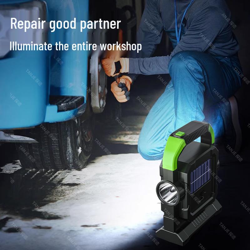 Rechargeable Solar-Powered Long-Range Searchlight: Super Bright, Handheld, Large Capacity, Extended Battery Life for Outdoor Use.