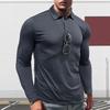 Muži Jarní Podzim Košile Zapínací Límec Dlouhé Rukávy Slim Fit Rychleschnoucí svetr Tenký Fitness Outdoor Tréninkový Top