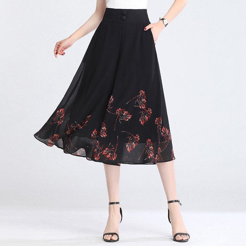 2026 Petite High Waist Floral Wide-Leg Culottes - Summer Thin Style