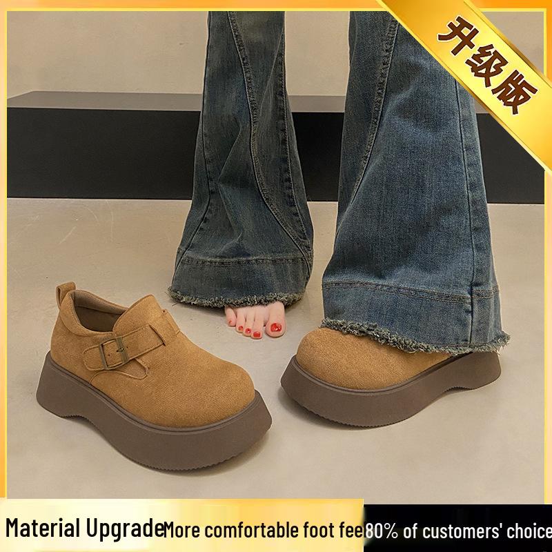 Yang Mi Style Women's Platform Loafers: 2025 Autumn Slip-On, Versatile Birkenstock-Inspired Shoes, Size 34