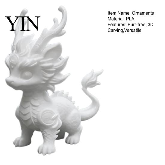 Hand Painted Blank Ornament 3D Printed Qilin Statue, Traditional Chinese Mythical Beast Figurine, Auspicious High Precision Dragon Scale Carving