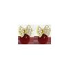 S925 Silver Butterfly Stud Earrings with Wine Red Pearl & Diamond Inlay - Retro Fashion High-End Ear Jewelry