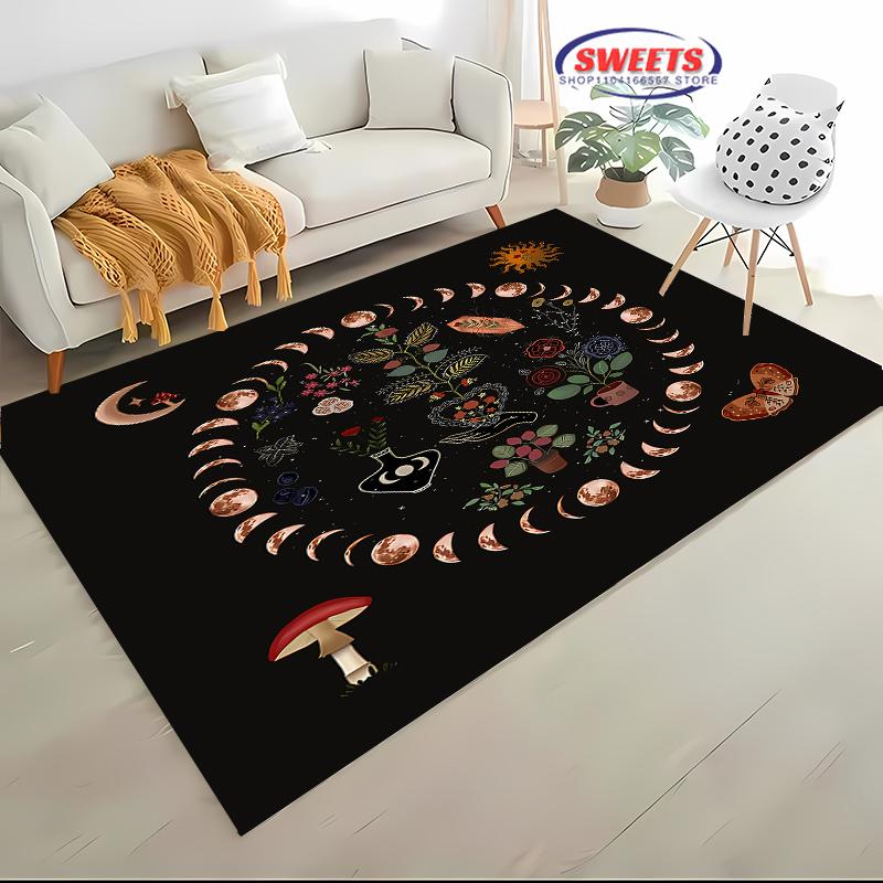 

Роскошный ковер с цветочным принтом Солнце Луна для гостиной, спальни, придверный коврик, большой ковер для дивана, подарки на день рождения, Рождество, День благодарения 60x90(23x35in)