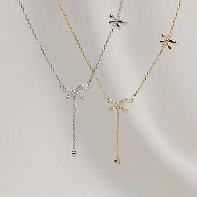 Elegant Tassel Bow Pendant Necklace - Light Luxury Design for Women