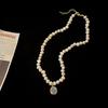 Court style retro gentle baroque freshwater pearl protein moonstone necklace short clavicle chain woman