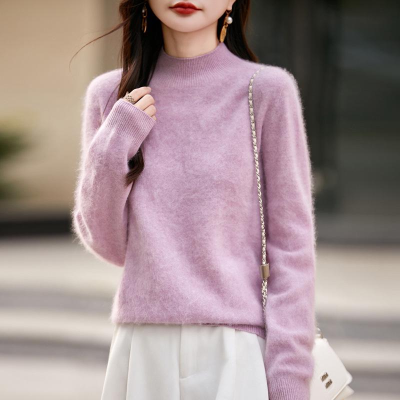 2025 Autumn/Winter Women's Seamless High Neck Wool Sweater - Versatile, Long Sleeve Knitwear