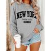 Women's Casual NEW YORK Print Pullover Sweatshirt Geometric Design Long Sleeve Round Neck Machine Washable Regular Fit for Autum