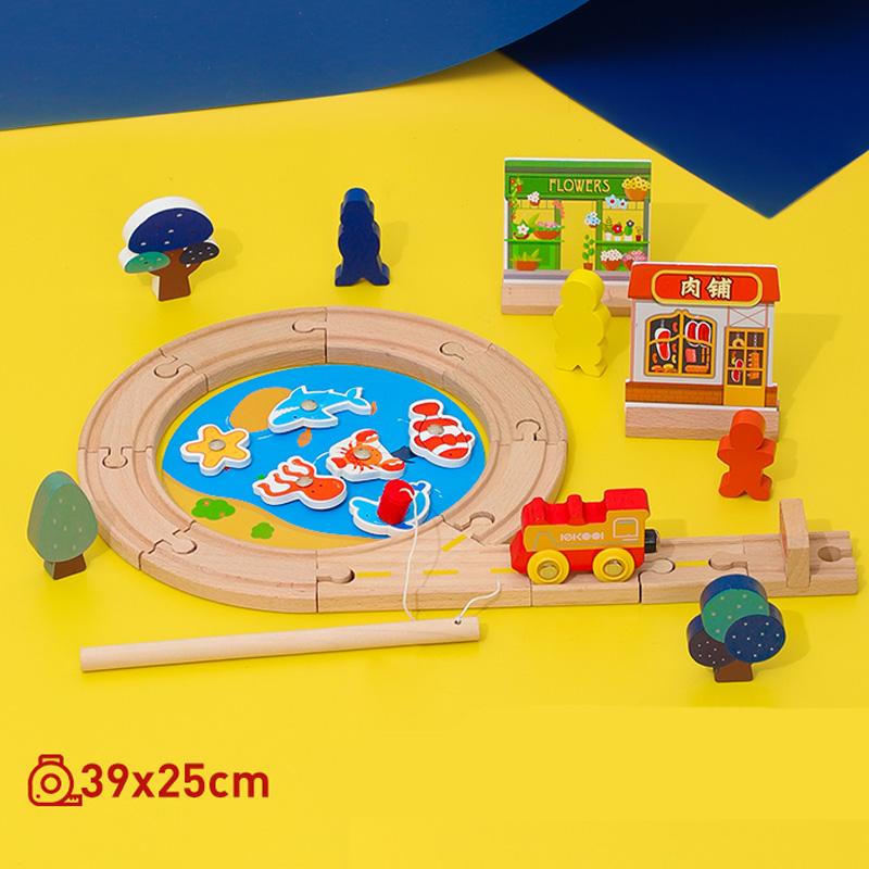Wooden Train Track Set Electric Magnetic Train Railway Toys Compatible with Brand Track Educational Toys for Children's Gifts