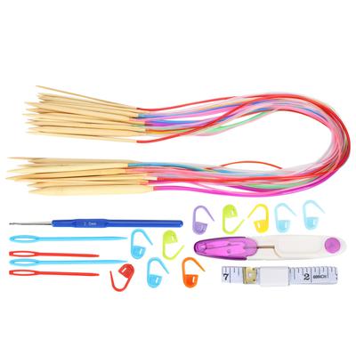 18Pcs Circular Needle DoublePointed Bamboo Color Tube Needlework Tool with Accessories Pack(80cm