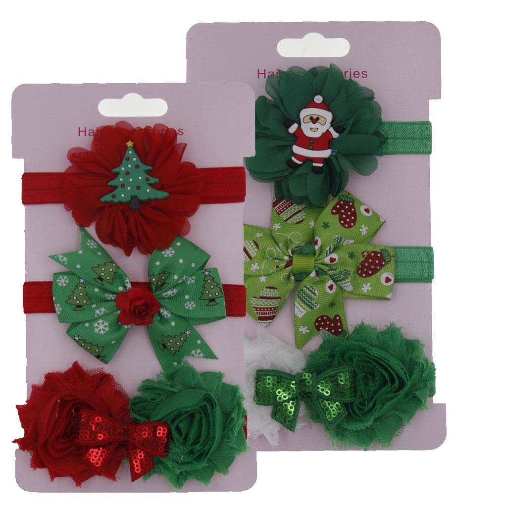 3-Piece Children Girl Hair Band Sets Xmas Headband Simple Kids Hair Ribbon Bowknot Christmas Hair Accessories