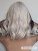 Ombre Short Wavy Cosplay Lolita Wigs with Bangs Light Platinum Silver Black Bob Synthetic Hair Daily Wigs for Women Heat Resistant Wig