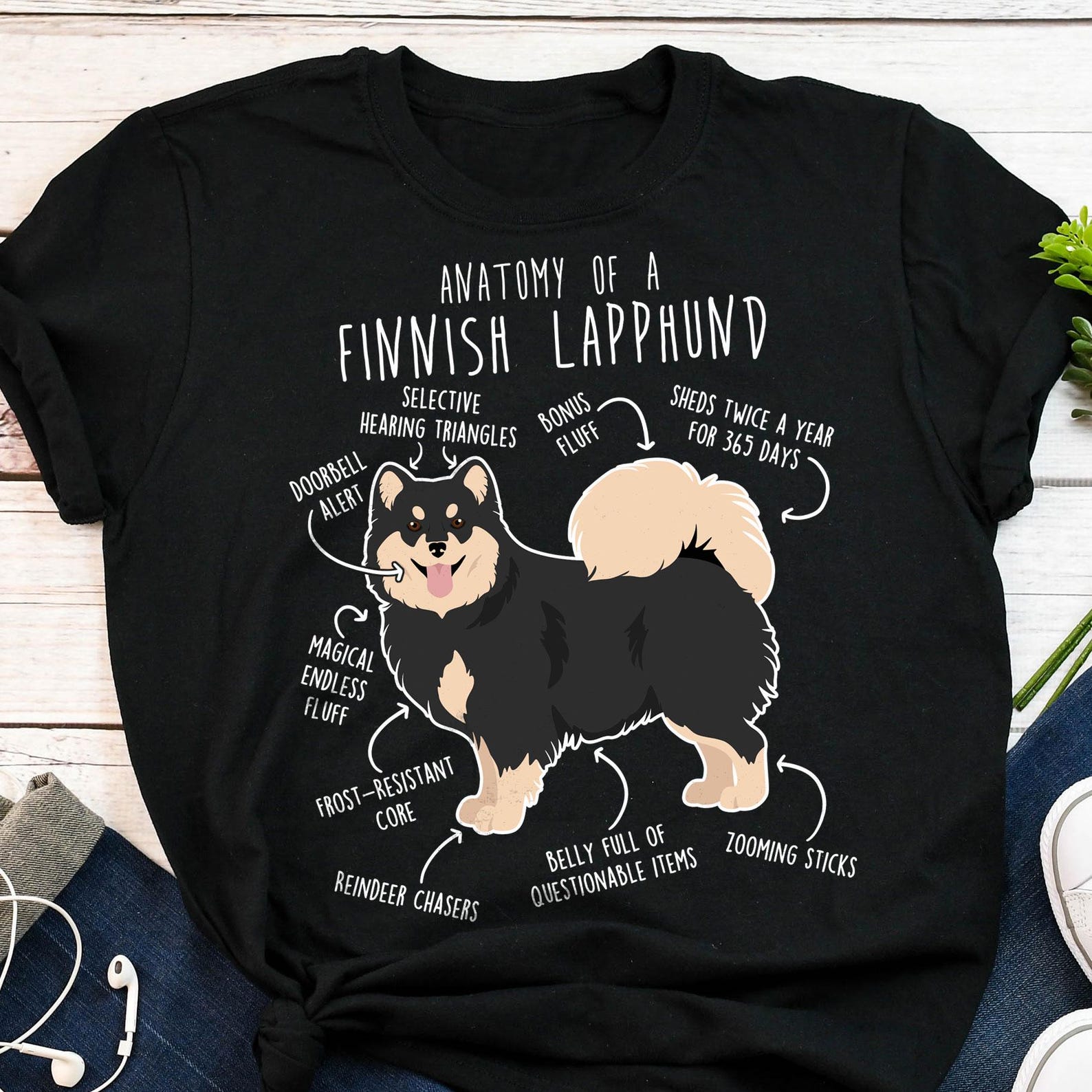 Finnish Lapphund Shirt, , , Cute Black and Tan Lappie T-shirt, Funny Dog Lover Gift, Pet Tee, Dog Mom Dad, Black and Cream Lapponian 110