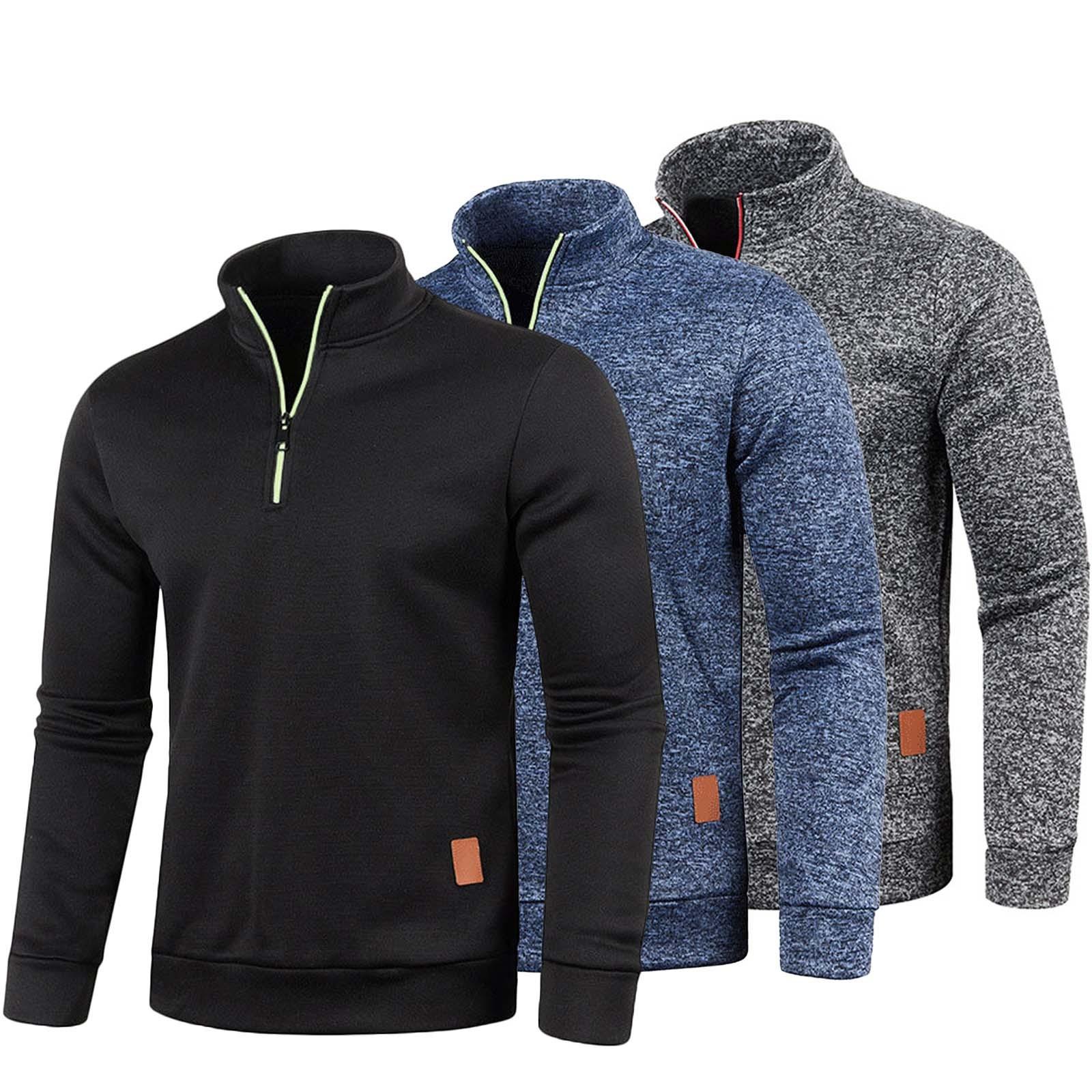 

И зимний мужской трикотажный свитер на молнии с длинными рукавами и тонким бархатным верхом, костюм-тройка XXL тёмно-синий