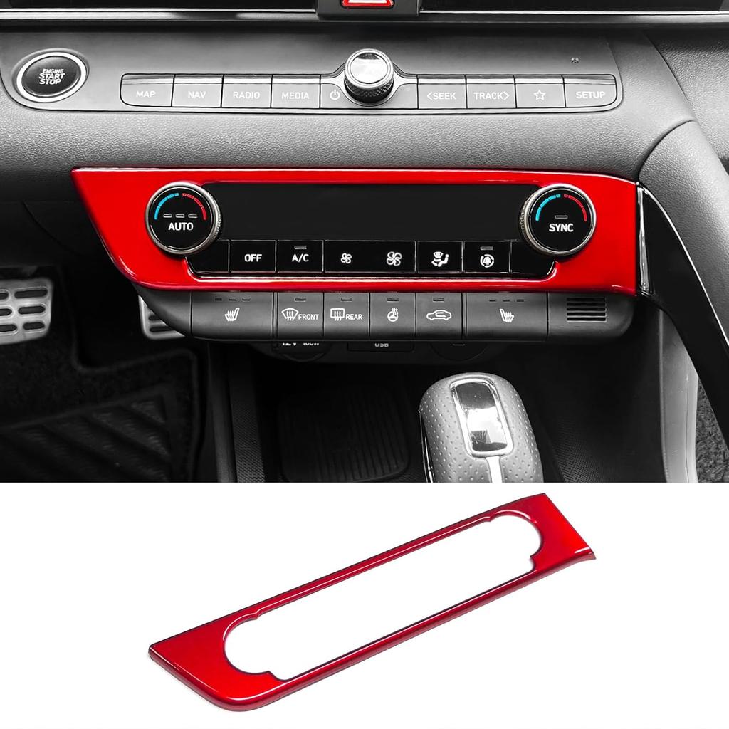 Carbon Fiber Style Center Console Air Conditioning Switch Button Panel Cover Trim Compatible with Hyundai Elantra N Elantra N Line CN7 2021-2025