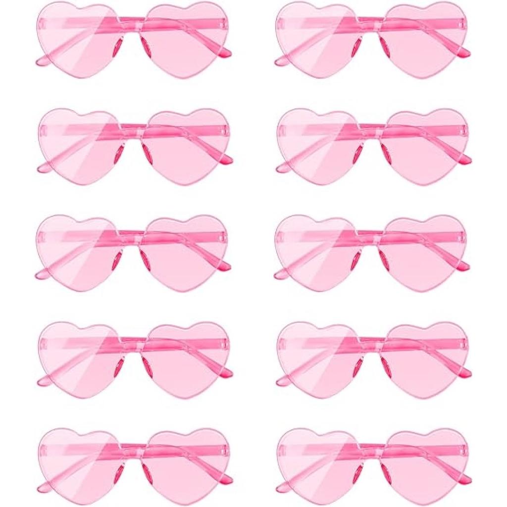 10 Pcs Heart-Shaped Glasses Party Favors, Plastic Novelty Eyewear, For Weddings, Birthdays, Anniversaries, Bachelor Parties