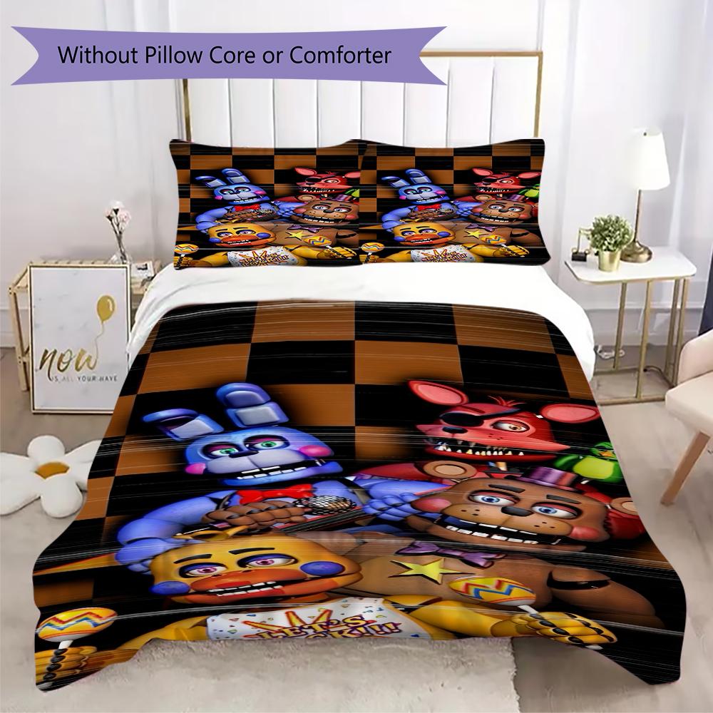 Five Creepy Nights Freddy'S Bedding Without Core 1 Duvet Cover 2 Pillowcase Without Core Soft And Comfortable Christmas Birthday Gift