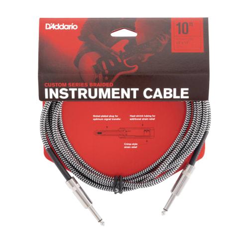 D'Addario Custom Series Braided Instrument Cable, Gray, PW-BG-10BG (3.0m S-S)
