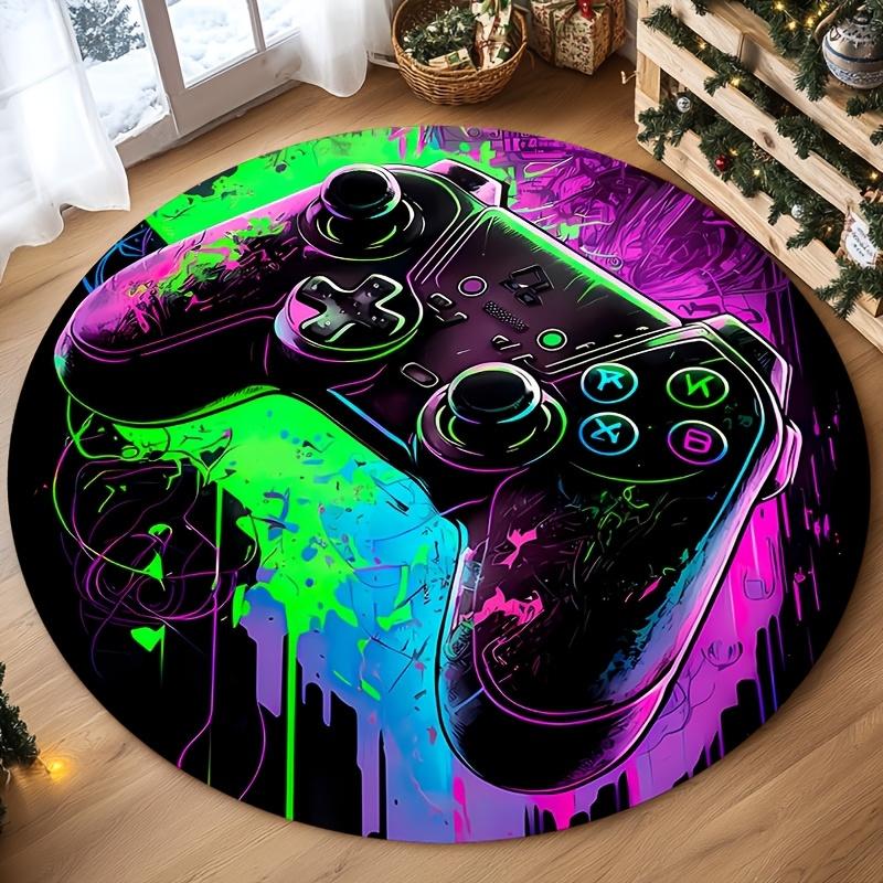 

Neon-themed Game Controller Pattern Round Rug, Non-slip Floor Mat for Living Room, Bedroom, Bathroom, Holiday Home Decoration 60cm