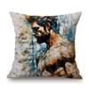 Handsome Sexy Muscle Hormone Body Man Hottest Guy Colored Oil Painting Decorative Sofa Throw Pillow Case Linen Cushion Cover