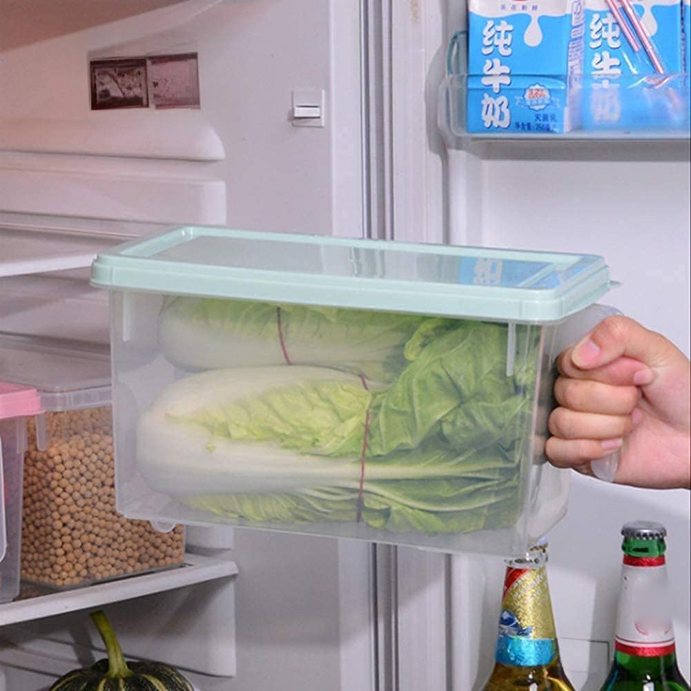 Plastic Storage Containers Square Food Storage Organizer Stackable Refrigerator Organizer Handle Kitchen Containers with Lids for Fruits Vegetables