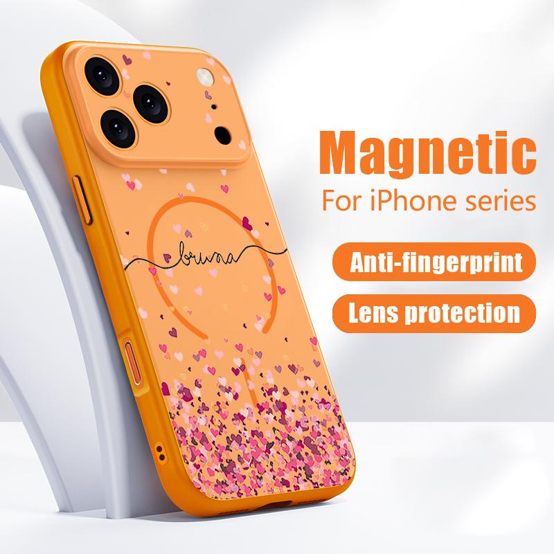 Lovely Hearts Pattern Case For iPhone 17 Pro Max Funda iPhone 16 15 14 13 Pro Max Magnetic For Magsafe Hybrid Slim Matte Cover