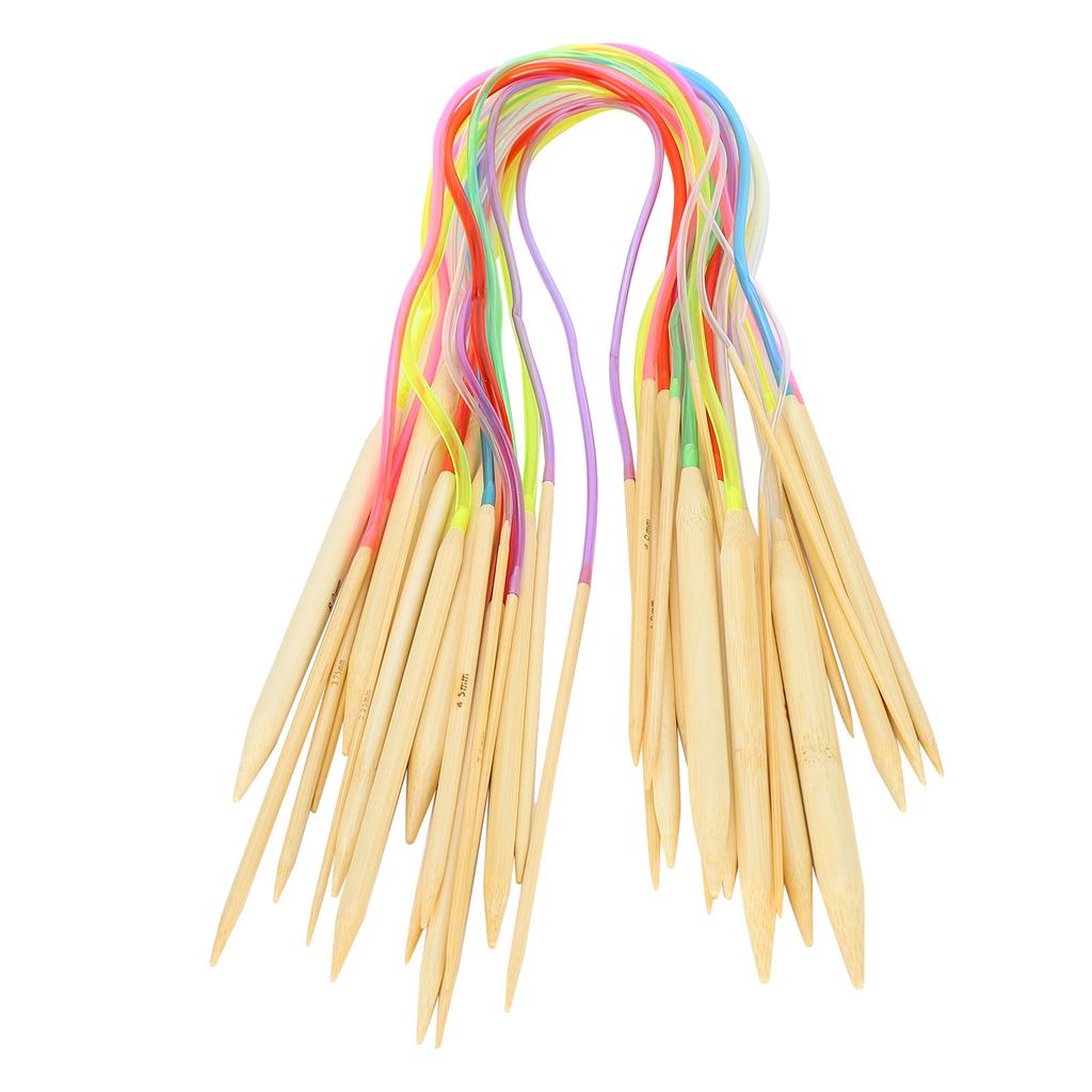 18Pcs Circular Needle DoublePoint Bamboo Color Flexible Tube Connection Knitting Tool Set