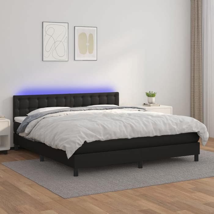 Maison Exclusive - Sommier à lattes de lit avec matelas et LED Noir 160x200cm