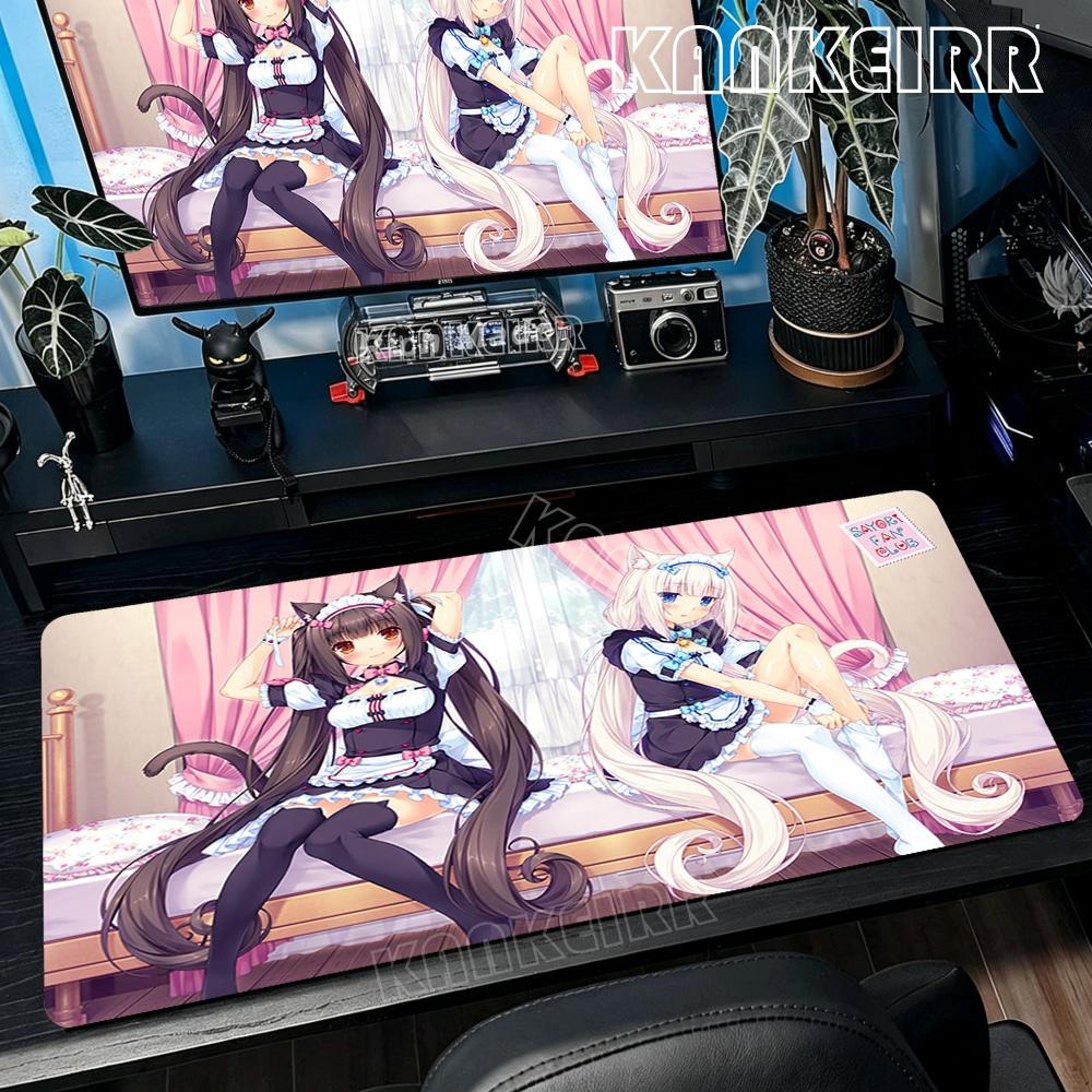 Large Nekopara Escritorio Mouse Pad Non-Slip Rubber Laptop Cushion Gabinete Gamer Mousepad Pc Kawaii Cute Anime Girls Deskmat