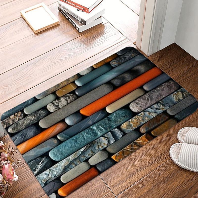 Steine und Bodenfliesen Druck Rutschfester Kleiner Teppich Wasserdicht Leicht zu Reinigen Fußmatte für Innen- und Außenbereich Langlebige Heimdekoration