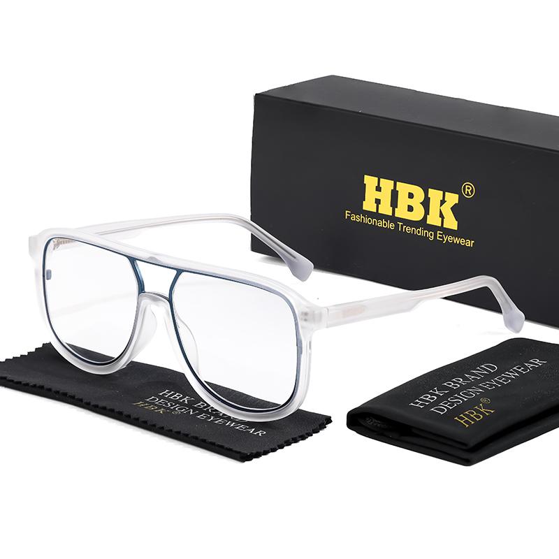 HBK Retro Simple Unisex Anti Blue Light Glasses Personalized Flat Double Bridge Frame Design Glasses Frame Ideal for Gifts