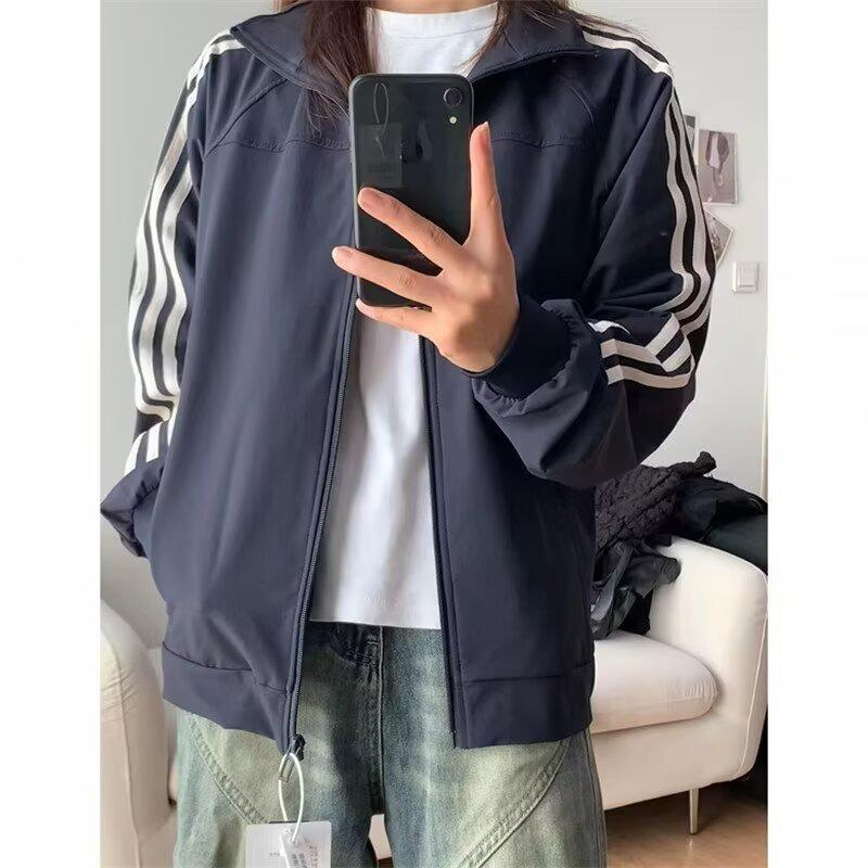Men's 2026 High-End Japanese Style Three-Stripes Zipper Jacket - Sporty Hoodless Cardigan