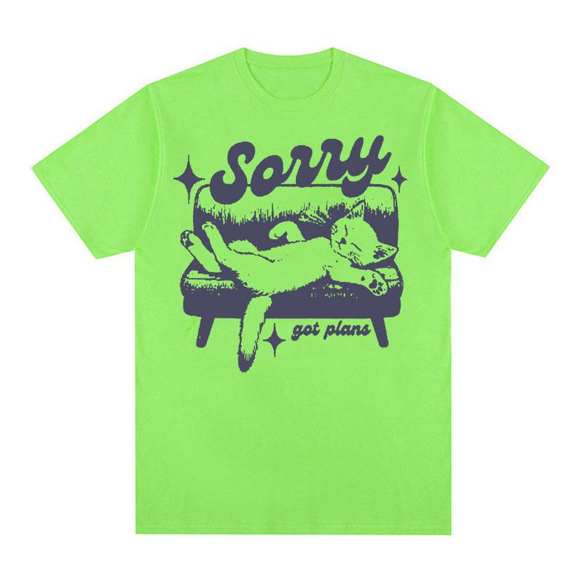 

Извините, есть планы, футболки с ретро-графикой, топы с ностальгическим котом, модная футболка в стиле Харадзюку, мужская и женская повседневная футболка большого размера из 100% хлопка