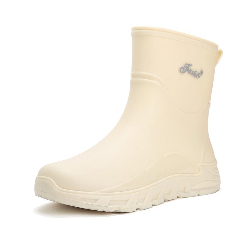 

Новые мужские дождевые ботинки средней высоты, нескользящие, на толстой подошве, водонепроницаемые, износостойкие, комплект, дождевые ботинки, верхняя одежда для работы 44