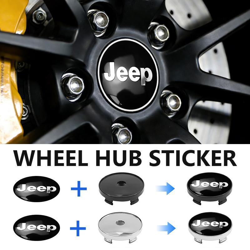 AIB3   4pcs 60mm Car Wheel Center Cover Hub Cap Auto Decoration Accessories For Jeep Grand Cherokee Patriot Renegade Compass Wrangler