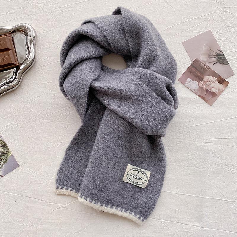 White wool versatile soft waxy knitted scarf women's winter warm long scarf casual couple