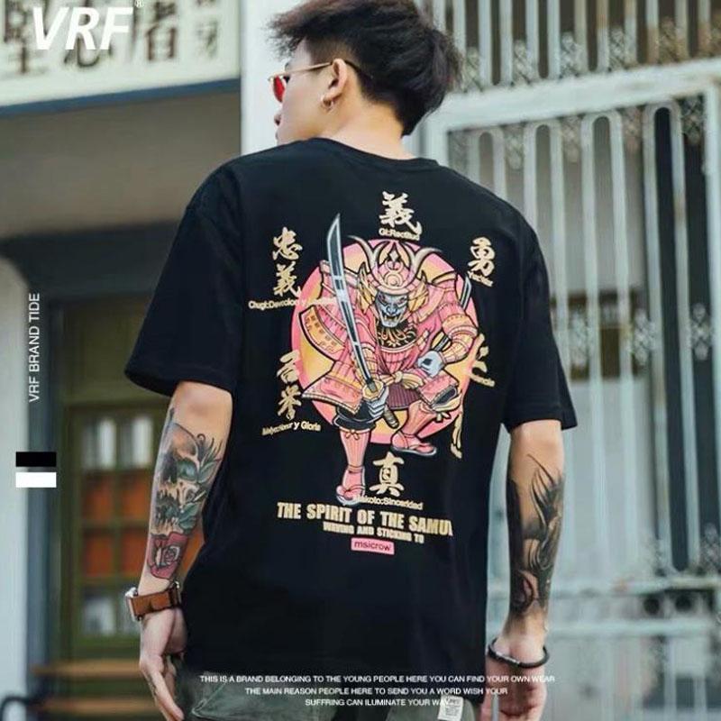 Letní pánské tričko Čínské Harajuku Trend Osobnost Trička Nadměrná Měkká Ležérní Topy Pár Košile do O s krátkým rukávem