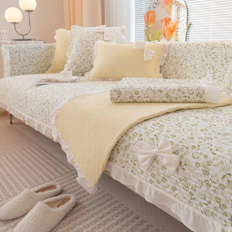 

Хлопковый чехол для дивана с цветочным принтом, Нескользящий угловой диван, полотенце для гостиной, четыре сезона, универсальный детский коврик для дивана L-образной формы, домашний декор 70x70cm 1pcA