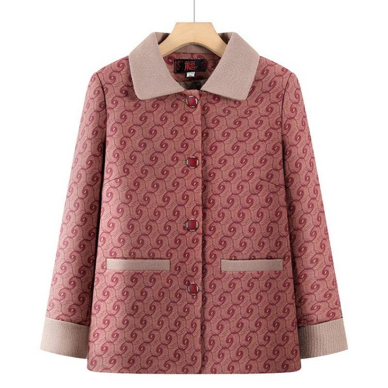New coat autumn women's top lapel jacket old lady dual-purpose shirt
