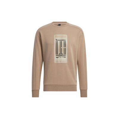 Sweat-shirt à manches longues et col rond, imprimé uni, logo, rose et marron, HN8970