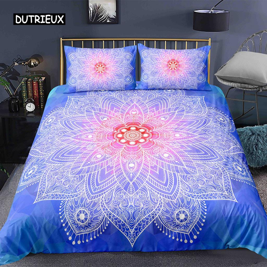 Bohemian 2/3pcs Boho Mandala Bedding Set Twin Queen King Size Comforter Duvet Quilt Cover and Pillowcase Soft Bedclothes