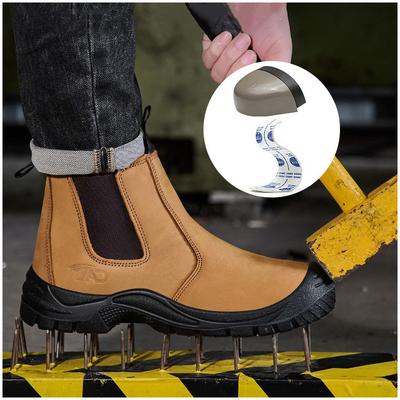 Taglia grande moda uomo puntali in acciaio stivali di sicurezza da lavoro pelle bovina scarpe da saldatura lavoratore chelsea stivaletti calzature di sicurezza