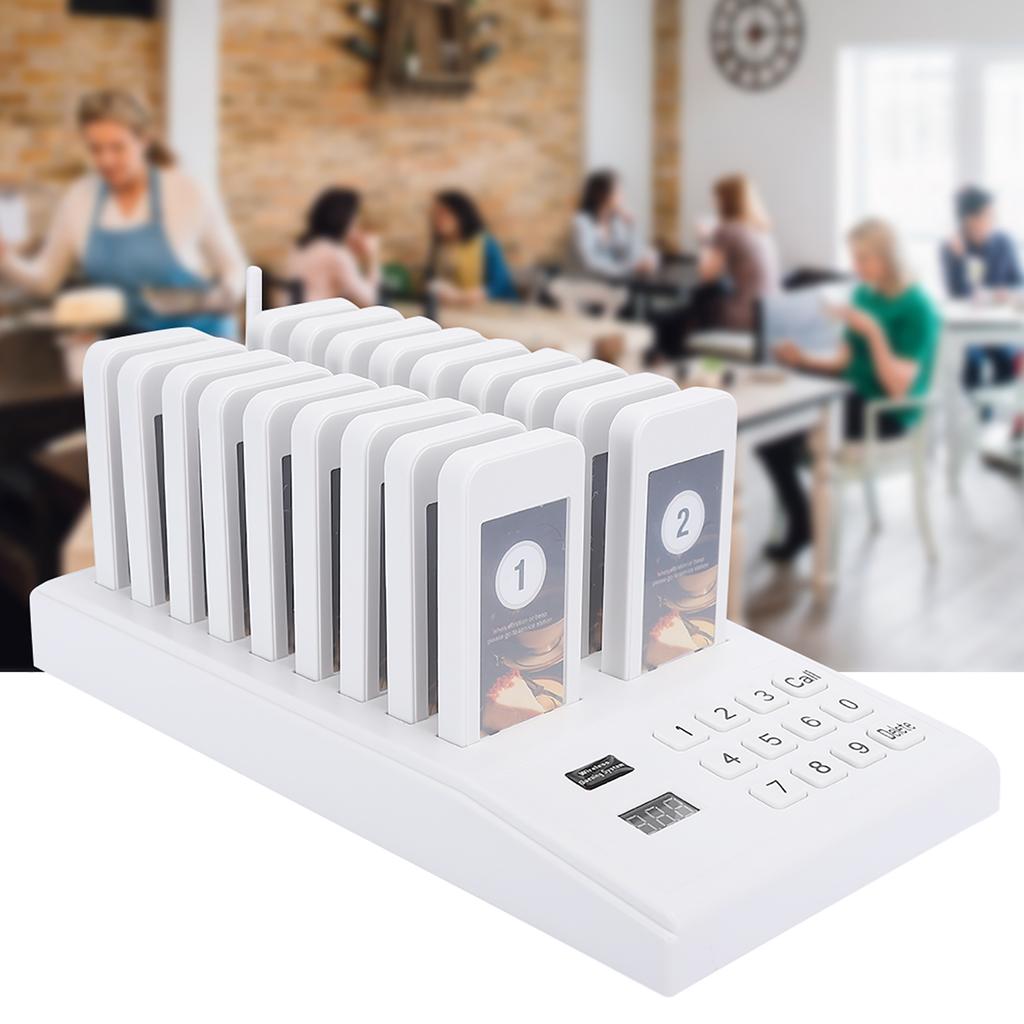 Pager Meal Puller Queue Wireless Calling System Receiver for Restaurant SU‑666B 100‑240VEU Plug