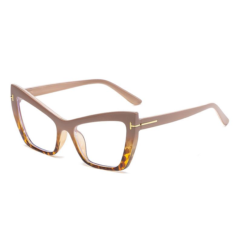 

68195 Новые солнцезащитные очки «кошачий глаз» Т-образной формы 2023 Модные и простые очки с плоскими линзами, блокирующие синий свет Европейская и американская персонализированная оправа