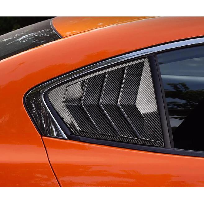 For Mazda 3 Axela Sedan BP   Carbon Fiber Style Side Door Rear View Window Spoiler Cover Trim Ert Garnish Bezel