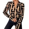 1116 Europäisches und Amerikanisches lockeres lässiges Mode Damen Langarm Revers Knopfleiste Hemd Exquisites Blumenmuster Damenhemd