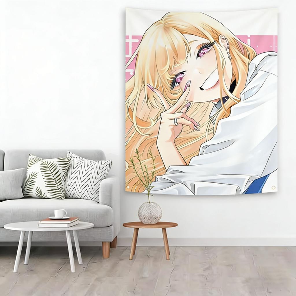 1 Stück Mein Dress-Up-Darling Marin Kitagawa Lächeln Wandteppich Geeignet für Schlafzimmer Wohnheim Kunstgeschenk Ästhetische Wanddekoration
